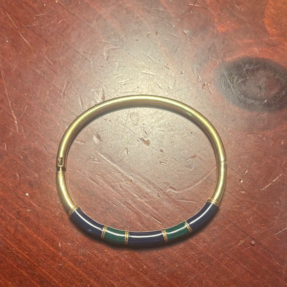 Elegant Gold and Green Bangle Bracelet